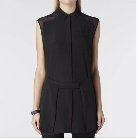 All Saints Dresses & Skirts - ALL SAINTS Silk Danica Mini Shirt Dress Black Size 4